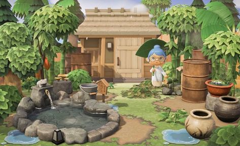 Acnh Zen Garden, Zen Yard, Acnh Summer, Japanese Neighborhood, Animal Crossing Music, Animal Crossing New Horizon, Japanese Town, Ac New Leaf, Island Theme