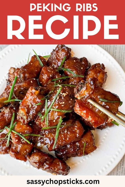 These Peking ribs are packed with authentic Chinese flavors. They are glazed to perfection with a sweet and tangy sauce that will leave you craving more. Chinese Spare Ribs, Chinese Ribs, Deep Frying Pan, Ribs Recipe, Spare Ribs, Rib Recipes, Indian Cooking, Chinese Restaurant, Chopsticks