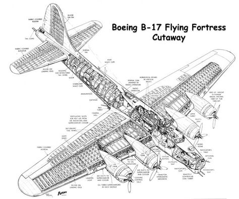 Boeing B-17 Flying Fortress Exploded View, Old Planes, Flying Fortress, Wwii Plane, Ww2 Planes, Aircraft Photos, B 17, Vintage Airplanes, Wwii Aircraft