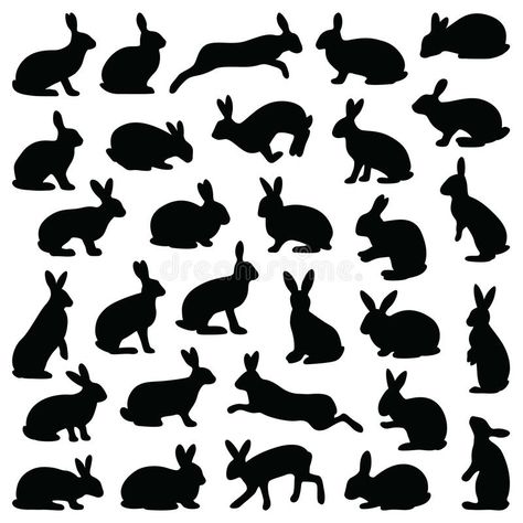 Hare Illustration, Rabbit Silhouette, Scroll Saw Patterns Free, Rabbit Tattoos, Bunny Painting, Vector Silhouette, Silhouette Illustration, Hand Drawn Vector Illustrations, Cute Cartoon Characters