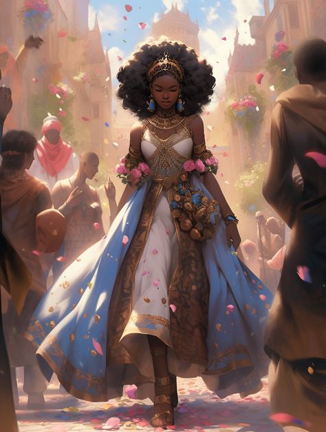 Black Greek Goddess, Black Princess Art, African Princess, African Artwork, City Cartoon, Black Woman Artwork, Black Princess, Fantasy Princess, Concept Art Tutorial