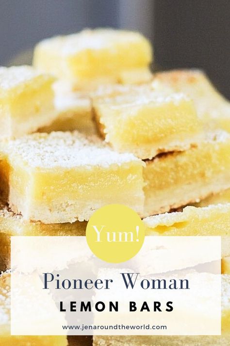 Ree Drummond Pineapple Bars, 13x9 Lemon Bars, Ina Lemon Bars, Lemon Butter Bars, Best Lemon Bar Recipe, Lemon Bars With Icing, Sweet Lemon Recipes, Frosted Lemon Bars, Meyer Lemon Bars Recipe