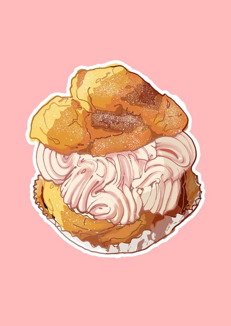 Mini Cream Puff, Cream Puff Cakes, Choux Cream, Creme Puff, Cake Illustration, Cream Puff, Drawing Step, Aesthetic Stuff, Cream Puffs