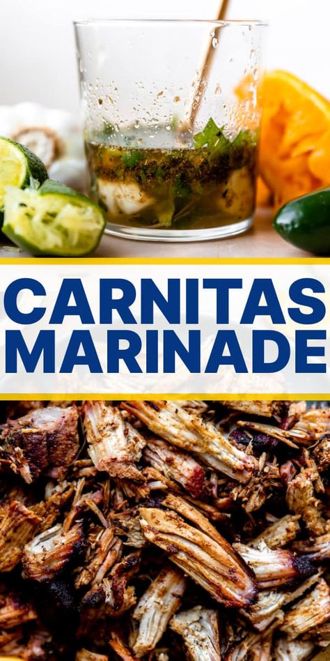 Carnitas Marinade Mexican Pork Marinade Recipe, Carnitas Appetizer, Salsa For Carnitas, Carnitas Sauce Recipe, Carnitas Marinade Pork, Pork Carnitas Marinade, Mexican Pork Marinade, Pork Taco Marinade, Carnitas Marinade