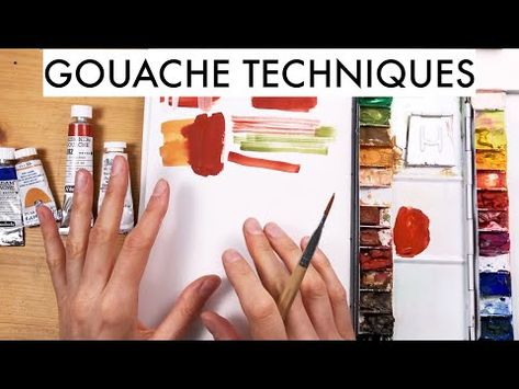 How To Paint With Gauche, Watercolour And Gouache, Painting With Gouache Tutorial, Beginner Guache Painting, Gouache Art For Beginners Tutorial, Gouache For Beginners, Goach Painting, Gouache Palette, Gauche Painting Tutorial