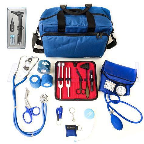 Nurse Starter Kit Stethoscope Blood Pressure Monitor and More - 18 Pieces Total - ASA Techmed Nurse Kit, Low Sodium Recipes Blood Pressure, Home Health Aide, Nurse Bag, Normal Blood Pressure, Medical Kit, Blood Pressure Monitor, Home Health Care, Essential Tools