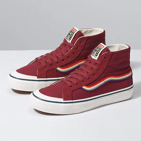 Costom Shoes, Rainbow Vans, Vans Surf, Dope Clothes, Vans Store, Rainbow Shoes, Vans Skate, Shoes Vans, Vans Sk8 Hi