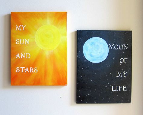 Canvas For Boyfriend, My Sun And Stars, Quote Artwork, Arte Van Gogh, Couple Painting, Star Wall Art, Gra O Tron, Painting Ideas On Canvas, Sun And Stars