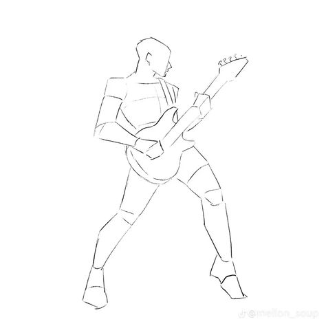 Art Poses Guitar, Bases For Art, Music Mural, Art Bases, Drawing Bases, Výtvarné Reference, Siluete Umane, V Neck Pullover, Body Reference Drawing