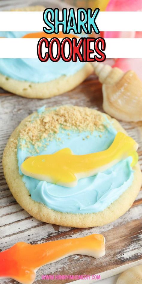 Breaker Rock Beach Vbs Snack Ideas, Breaker Rock Beach Vbs Snacks, Vbs Ocean Theme Snacks, Beach Party Food Ideas For Kids, Shark Week Cookies, Vbs 2024 Breaker Rock Beach Snacks, Breaker Rock Beach Vbs 2024 Snacks, Shark Cookies Decorated, Summer Snack Ideas For Kids