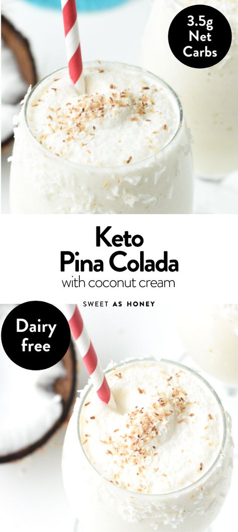 Authentic Pina Colada Recipe, Keto Pina Colada, Keto Friendly Fruit, Sugar Free Cocktails, Coconut Cocktail, High Sugar Fruits, Pina Colada Smoothie, Low Carb Cocktails, Pina Colada Recipe