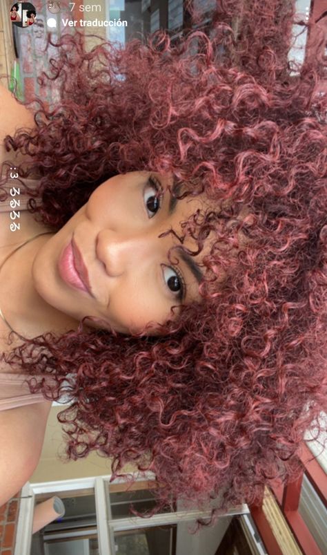 Pink Hair Streaks Curly, Lisa Asano, Curly Pink Hair, Pink Curly Hair, Pink Hair Streaks, Dark Pink Hair, Bday Hair, Ombre Curly Hair, 4a Hair