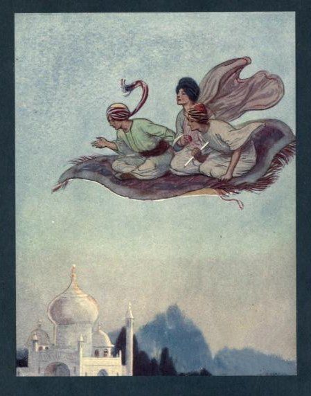 Arabian Nights The Arabian Nights, Edmund Dulac, Night Illustration, Arabian Night, Arabian Art, Flying Carpet, Architecture Tattoo, Spanish Artists, Magic Carpet