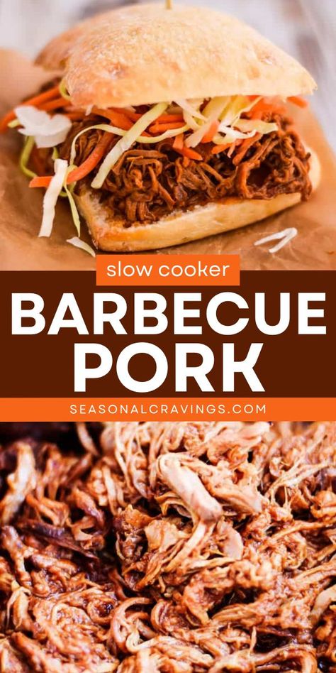 Turn up the flavor with Slow Cooker Barbecue Pork! Juicy pork tenderloin, tangy barbecue sauce, and a splash of beer come together in this easy-to-prepare recipe. Perfect for the best comfort food recipes or healthy dinner options everyone will love! Chopped Barbecue Pork, Crock Pot Barbecue Pulled Pork, Slow Cooker Barbecue Pork, Slow Cooker Pulled Pork Bbq, Pork Slow Cooker Recipes, Slow Cooker Bbq Pork Chops, Barbecue Pork Tenderloin, Barbecue Pork Loin, Pulled Pork Slow Cooker