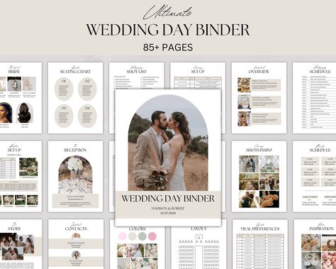 85+ Pages Ultimate Wedding Day Binder Template, Wedding Planner, Wedding Itinerary, Wedding Checklists, Digital & Printable Wedding Binder Wedding Binder Template, Wedding Binder Ideas, Bridal Binder, Wedding Binder Organization, Wedding Day Binder, Binder Printables Free, Itinerary Wedding, Wedding Checklists, Binder Templates