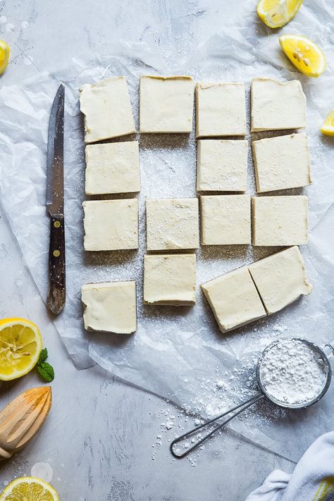 No Bake Paleo Lemon Bars | Food Faith Fitness Paleo Lemon Bars, Sugar Free Lemon Curd, Best Easy Dessert Recipes, Sliced Cheese, Lemon Squares, Shortbread Bars, Dessert Simple, Low Carb Dessert, Desserts Vegan