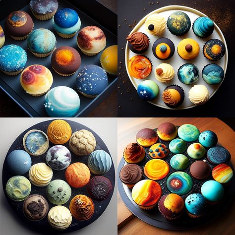 Solar System Cake, Space Cupcakes, Planet Cake, Cake Show, Space Birthday Party, Dessert Party, Blue Yellow Orange, Space Birthday, Sweet Snacks Recipes