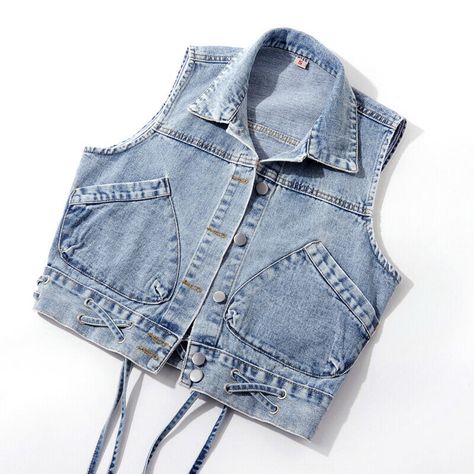 Please note this is in Asian sizing, smaller than western size e.g. UK, US, AU. Women Denim Gilet Tank Tops Waistcoat Jacket Top Coat Lace Up Vest Cardigan New Please check the measurements carefully before making a purchase. Please allow 2-4cm discrepancy due to different measurement method.If you are not sure which size to buy, please provide height and weight, we will recommend a suitable size. For your convenience that we converted the Asian sizes to UK sizes, but Asian sizes tend to run sma Lace Up Vest, Denim Waistcoat, Vest Cardigan, Denim Vests, Jackets Fashion, Hooded Denim Jacket, Loose Coats, Cardigan Casual, Hooded Vest