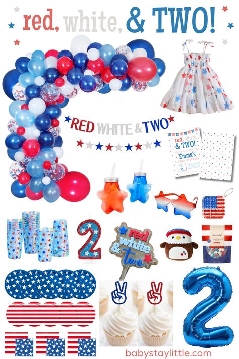 Red, White, and TWO Birthday Inspiration Red White And Blue Birthday Party, Red White And Two Birthday, Red White And Two, Gracie Birthday, Two Birthday, Blue Birthday Parties, Second Birthday Ideas, Birthday Inspiration, Birthday Party Food