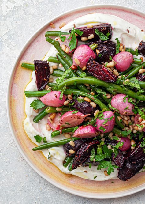 Whipped Feta, Beet Greens, Simple Dinner, Beets, Tasty Dishes, Savoury Food, Love Food, Green Beans, Feta