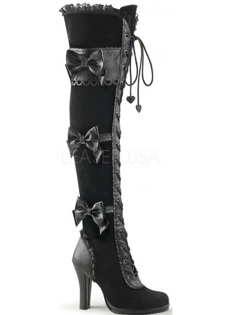 Glam Victorian Lace Gothic Over the Knee Boot Goth Stuff, Steampunk Boots, Alternative Shoes, Pleaser Heels, Gothic Boots, Demonia Shoes, Black High Heel Boots, Estilo Rock, Velvet Boots