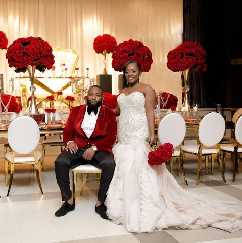 Black People Weddings, Red Gold Wedding, Black Red Wedding, Weddings Idea, Red And White Weddings, Red Wedding Theme, Red Rose Wedding, White Wedding Theme, Alabama Weddings