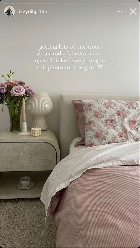 Dainty Floral Room Aesthetic, Cozy Bedroom Pink, Room Bedding Ideas, Cozy Feminine Bedroom, Coqquete Bedding, Pink Coquette Bedding, Floral Coquette Bedding, Floral Bedding Aesthetic Coquette, Laura Ashley Home