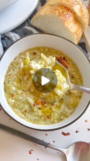 Feta Soup, Garlic Broth, Orzo Dishes, Soup Starter, Weight Watchers Soup, Orzo Recipes, Orzo Pasta, Low Sodium Chicken Broth, Follow My Page