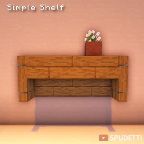 Minecraft Shelves, Minecraft Shelf Ideas, Inside Minecraft Houses Ideas, Simple Minecraft Builds, Pretty Minecraft, Interior Design Minecraft, Minecraft Castle Blueprints, Minecraft Hacks, Shelf Designs