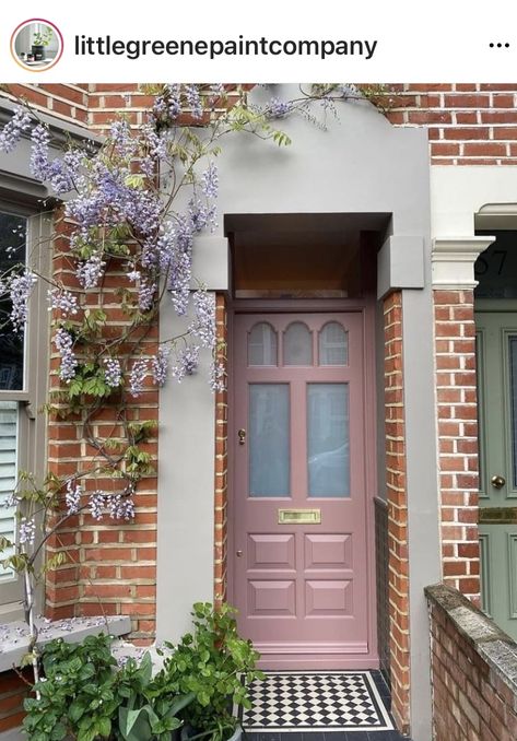 Blush Pink Paint, Pink Front Door, Pink Paint Colors, China Clay, Colour Colour, Pink Door, Little Greene Paint, Front Door Colors, Little Greene