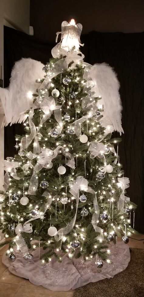 Angel Christmas Tree Angel Theme, Angel Tree Ideas, Christmas Tree Angel, Angel Theme, Tree Angel, Angel Christmas Tree, Tree Inspiration, Christmas Tree Inspiration, Angel Decor