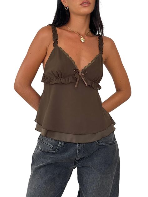 Y2k Cami Top, Y2k Cami, Chiffon Tank Tops, Trendy Streetwear, Women Y2k, Flowy Top, Flowy Tops, Cami Top, Trendy Tops