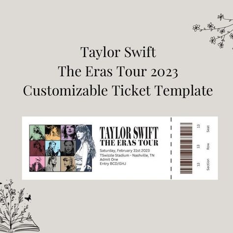 Taylor Swift Tickets Taylor Swift Concert Merch, Taylor Swift Tickets Concerts, Taylor Swift Eras Tour Tickets, Taylor Swift Concert Tickets, Eras Tour Ticket, Taylor Swift Tickets, Eras Tour 2023, Taylor Merch, Swift Aesthetic