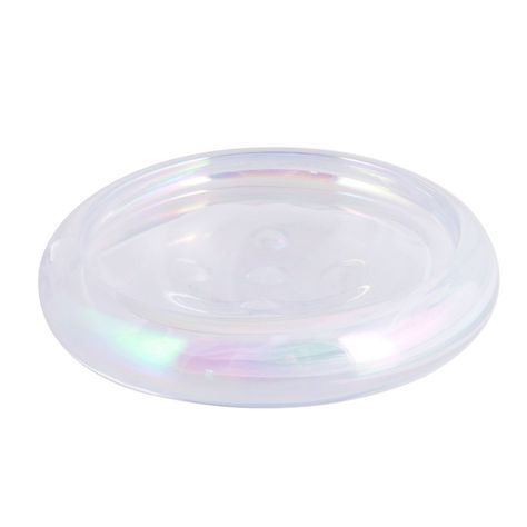 Add a lustrous glow to your bathroom with the Isabelle Soap Dish by Allure Home Creation. The rounded dish is made of clouded glass with a pearlized finish and a raised edge. This beautiful piece with it's irridescent finish will reflect a medley of rainbow colors as the light touches it adding a luxurious warmth to your room. This versatile piece can be used to hold a standard size bar of soap or as a catch all for your jewelry, hair accessories or other trinkets. Use alone or coordinate with o Goth Apartment, Glass Bathroom Accessories, Pretty Items, Cottage Bath, Kids Bathroom Accessories, Pink Goth, Kids Shower Curtain, Rainbow House, Tidy Bathroom