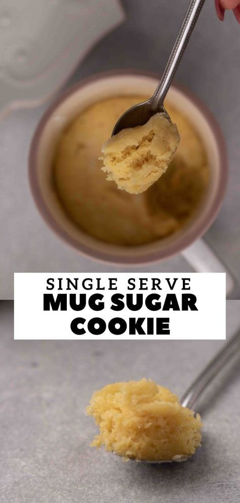 Sugar Cookie Mug Cake, Sugar Cookie In A Mug, Mug Sugar Cookie, Cookie Mug Cake, Mug Cookie Recipes, Microwave Desserts, Mug Dessert Recipes, Recipes Microwave, Single Serve Cookie