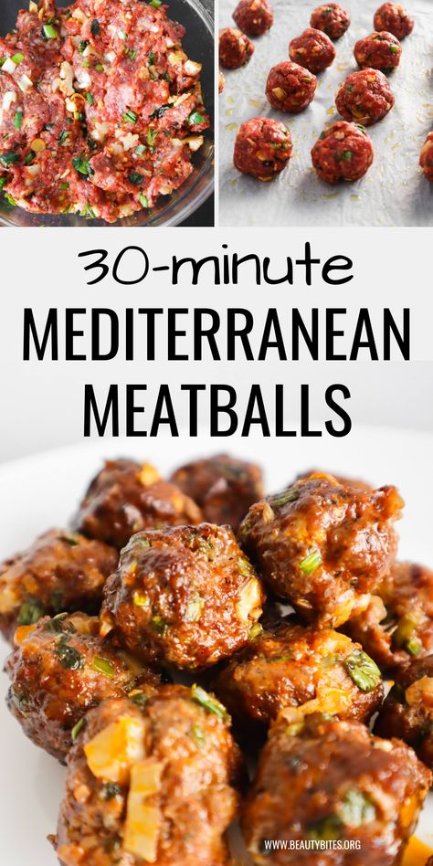 Mediteranian Diet Recipes Crockpot, Mediterranean Diet Hamburger Recipe, Mediteranian Beef Recipes, Meditteranean Appetizers, Metatrainan Recipes, Mediterranean Meatballs Beef, Mediterranean Diet Meatballs, Medeteranian Recipes Dinners Easy, Mediterranean Diet Recipes No Meat