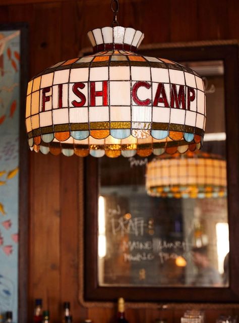 Sullivan’s Fish Camp - SDCO Partners Fish Store Aesthetic, Gemini Logo, Nautical Gallery Wall, Wyoming Ranch, Eclectic Restaurant, Bait Shop, Lake Theme, Seaside Restaurant, Oyster Knife