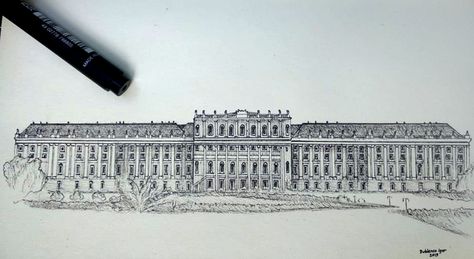 Vienna Drawing, Schönbrunn Palace, Architectural Drawing, Ottoman Empire, Daily Journal, Vienna Austria, Journal Doodles, Lovely Things, Architecture Drawing