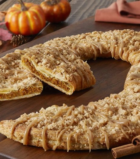 Purchase Pumpkin Spice Kringle from Racine Danish Kringles, a flaky Danish pastry from Racine, Wisconsin. Order online! Pumpkin Kringle Recipe, Kringle Recipe, Danish Kringle, Baking Pastries, Racine Wisconsin, Caramel Icing, Danish Pastry, Pumpkin Caramel, Malted Barley