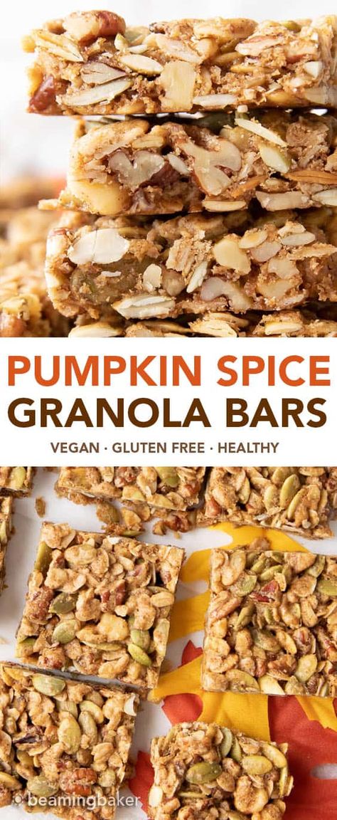 Pumpkin Granola Bars, Quinoa Granola Bars, Snack Bar Recipes, Quinoa Granola, Living Naturally, Pumpkin Spice Granola, Pumpkin Granola, Vegan Pumpkin Spice, Vegan Pumpkin Recipes