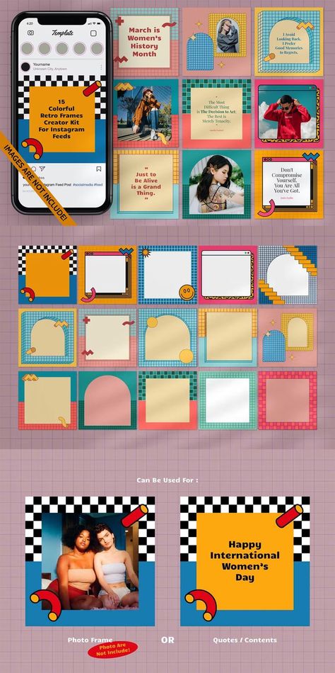 Frames Design Graphic, Instagram Grid Design, Ig Feed Ideas, Social Media Branding Design, Instagram Photo Frame, Instagram Template Design, Photo Frame Design, Instagram Grid, Model Images