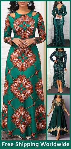 Green Ankara Dress Styles, Elegance Rules, Best African Dress Designs, Women Green Dress, Winter Long Dress, Dress Winter Long, Women Maxi Dresses, Dresses For Women Casual, Kitenge Fashion