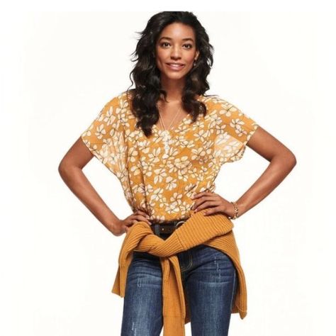 Beautiful Double Layer Top (Sheer Sleeves) Stunning Butterscotch Background With Floral Print Nwt! Cabi Clothes, Over 50 Womens Fashion, Floral Print Blouses, Yes Please, Fashion Over 50, New Classic, Floral Top, Slow Fashion, Ladies Tops Fashion