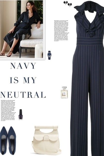 How to wear a Pinstripe Ruffle V-Neck Jumpsuit! from DiscoMermaid  - trendme.net Classic Shoes, Pump Shoes, Work Wear, Overalls, Jumpsuit, Ralph Lauren, Stripes, V Neck, How To Wear