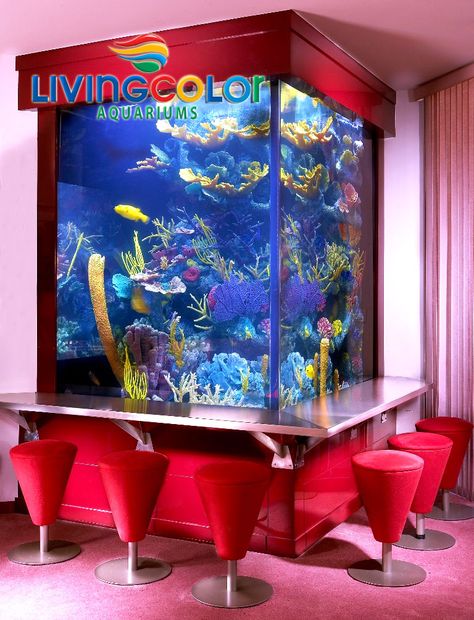 Living Color Aquariums is recognized worldwide for creating custom residential aquariums to satisfy the most discerning clients. Our long list of residential clients includes top movie stars, professional athletes and countless other well-known celebrities. We pride ourselves on our ability to seamlessly integrate unforgettable aquariums into any location. This makes our capabilities to design, build and install award-winning residential aquariums unmatched. Fish Tank Bar, Aquarium Bar, Custom Aquarium, Awesome Houses, Amazing Aquariums, Cool Fish Tanks, Aquarium Ideas, Salt Water Fish, Cool Fish