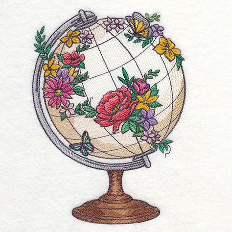 Library Embroidery, Globe Design, Globe Art, Pop Stickers, Tumblr Stickers, Bullet Journal Stickers, Embroidery Library, Cool Art Drawings, Fun Stickers