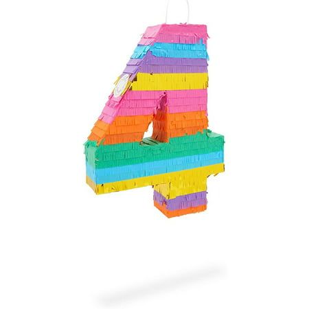 Number 4 Pinata, 4 Pinata, Rainbow Pinata, Birthday Pinata, 4th Birthday Party, Colorful Confetti, Pinata Party, Fiesta Decorations, Rainbow Birthday Party