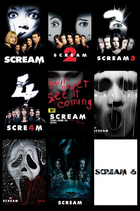 Scream Movie Poster, Scream Series, Scream Vi, Scream 1, Scream 3, Scream Franchise, Scary Films, Ghostface Scream, Scream Halloween