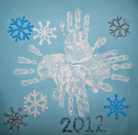 Handprint Snowflake Art - Fun Handprint Art Snowflakes Art, January Crafts, Snowflake Craft, Footprint Crafts, Footprint Art, Handprint Crafts, Winter Crafts For Kids, Daycare Crafts, Preschool Christmas