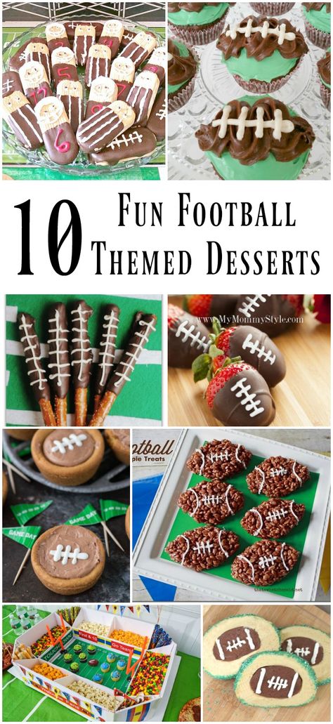 10 Fun Football Themed Game Day Desserts #footballdesserts #footballmenu #footballsnacks Gameday Desserts, Game Day Desserts, Gameday Food Appetizers, Football Party Desserts, Football Themed Desserts, Football Party Food Appetizers, Super Bowl Activities, Football Desserts, Tailgate Desserts